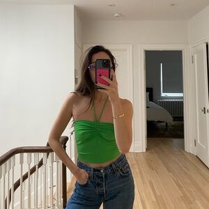 Zara Vibrant Green Halter Crop Top